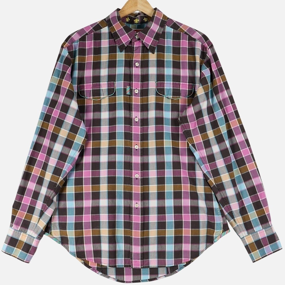 Robert Graham Shirt Button Up Plaid Long Sleeve Men Size M Multi Color Cotton